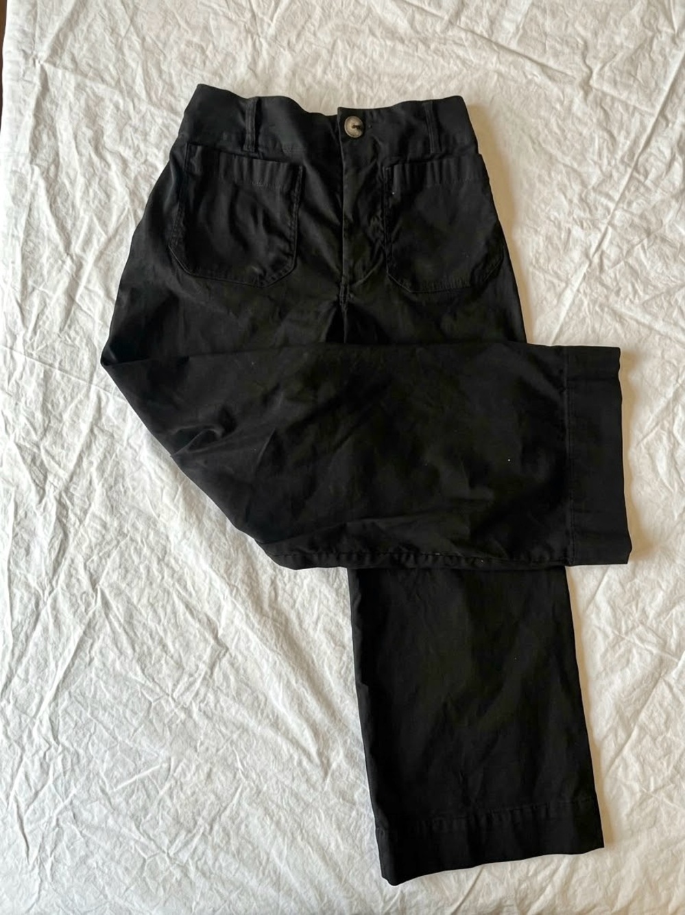 Anthropologie Maeve The Colette Cropped Wide Leg Pants Black Regular 25